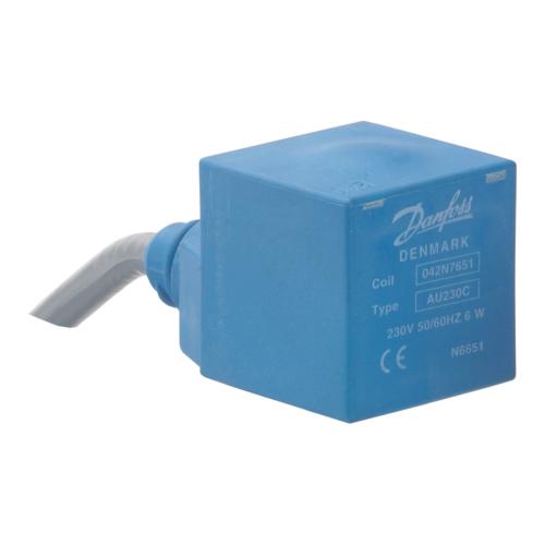 Danfoss Соленоидна бобина, AU230CS, Кабел, 1 m, Захранващо напрежение [V] AC: 230, Мултипак